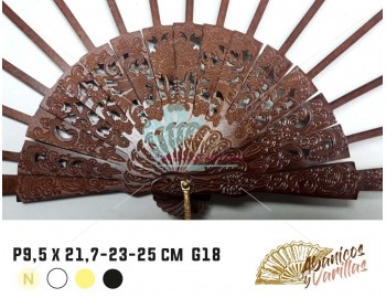 Varetas para leques de madeira de pêra de 9.5 x 21,7 - 23 - 25 cm Modelo G18