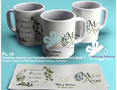 Caneca de cerâmica personalizada para pedir para ser o Padrinho ou a Madrinha do Casamento