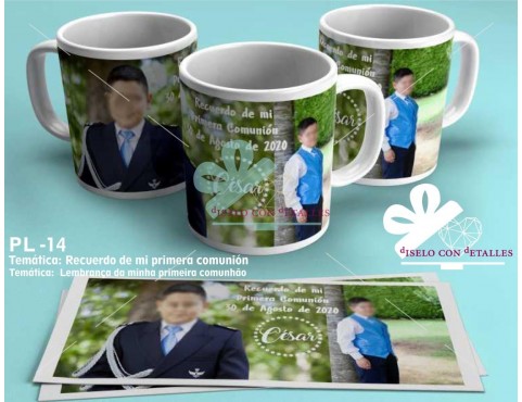 Caneca personalizada com foto e texto personalizado para comunhão