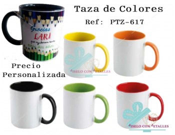 Caneca colorida personalizada no interior e pega
