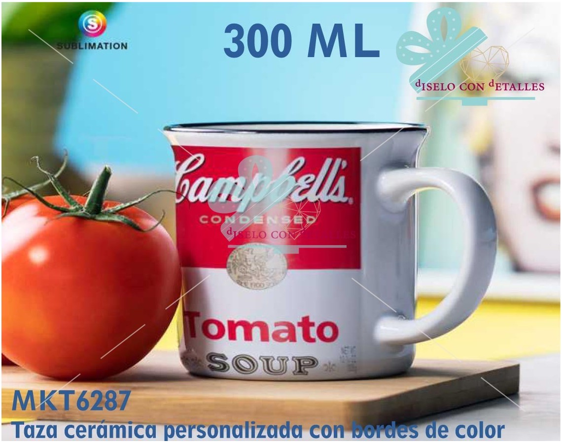 Taza de cerámica con borde de color Personalizada 300 ml Taza de cerámica con borde de color Personalizada 300 ml