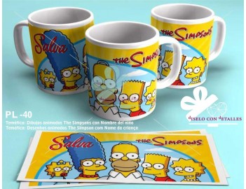 Caneca personalizada com desenho animado The Simpson e nome da criança