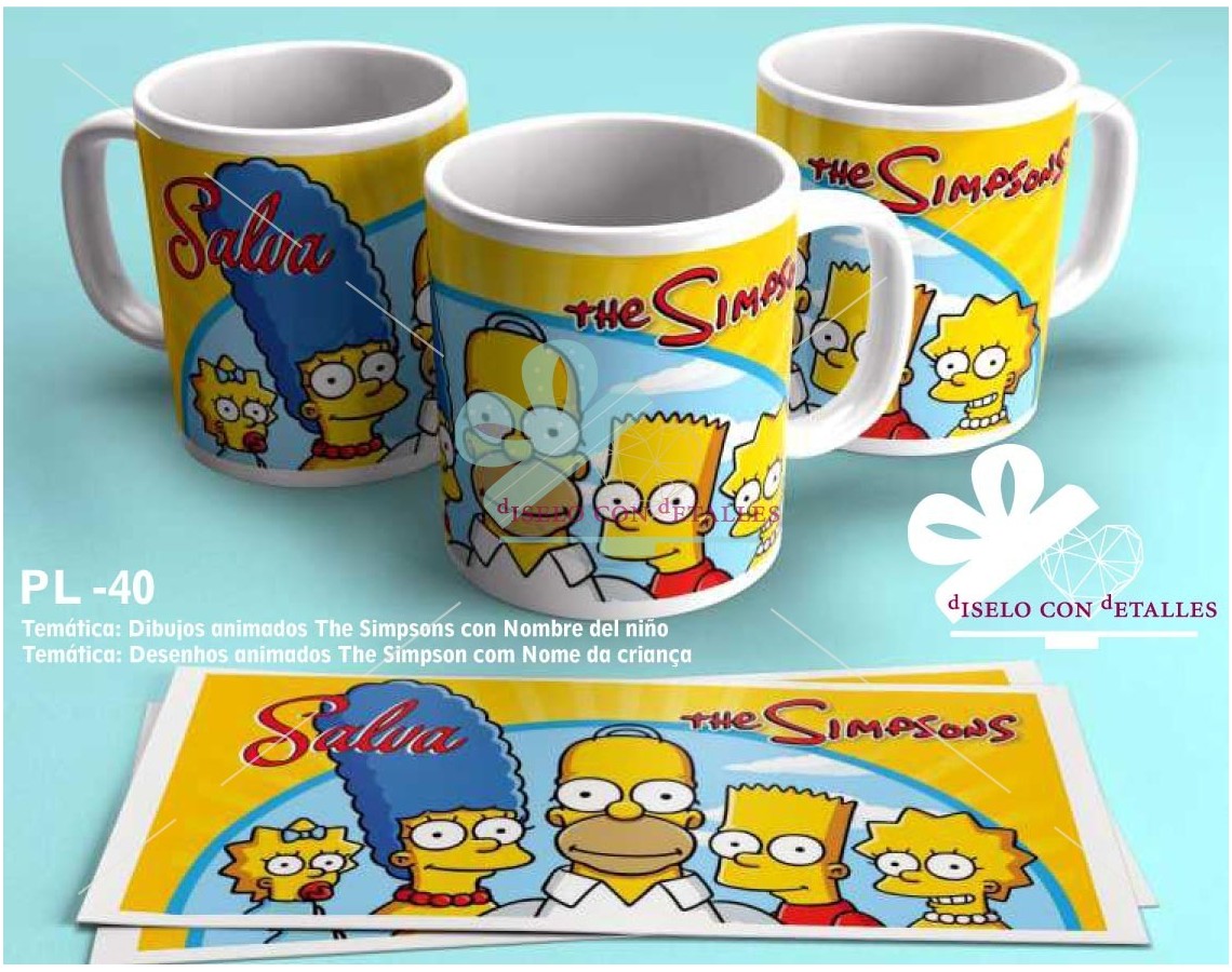 Taza de los Simpson con nombre del niño