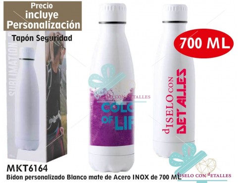 Botella Personalizada acero INOX blanca Multicolor