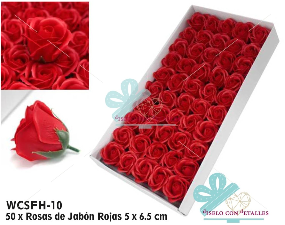 Rosas de Sabão Vermelhas Médias em Caixa 50 pcs