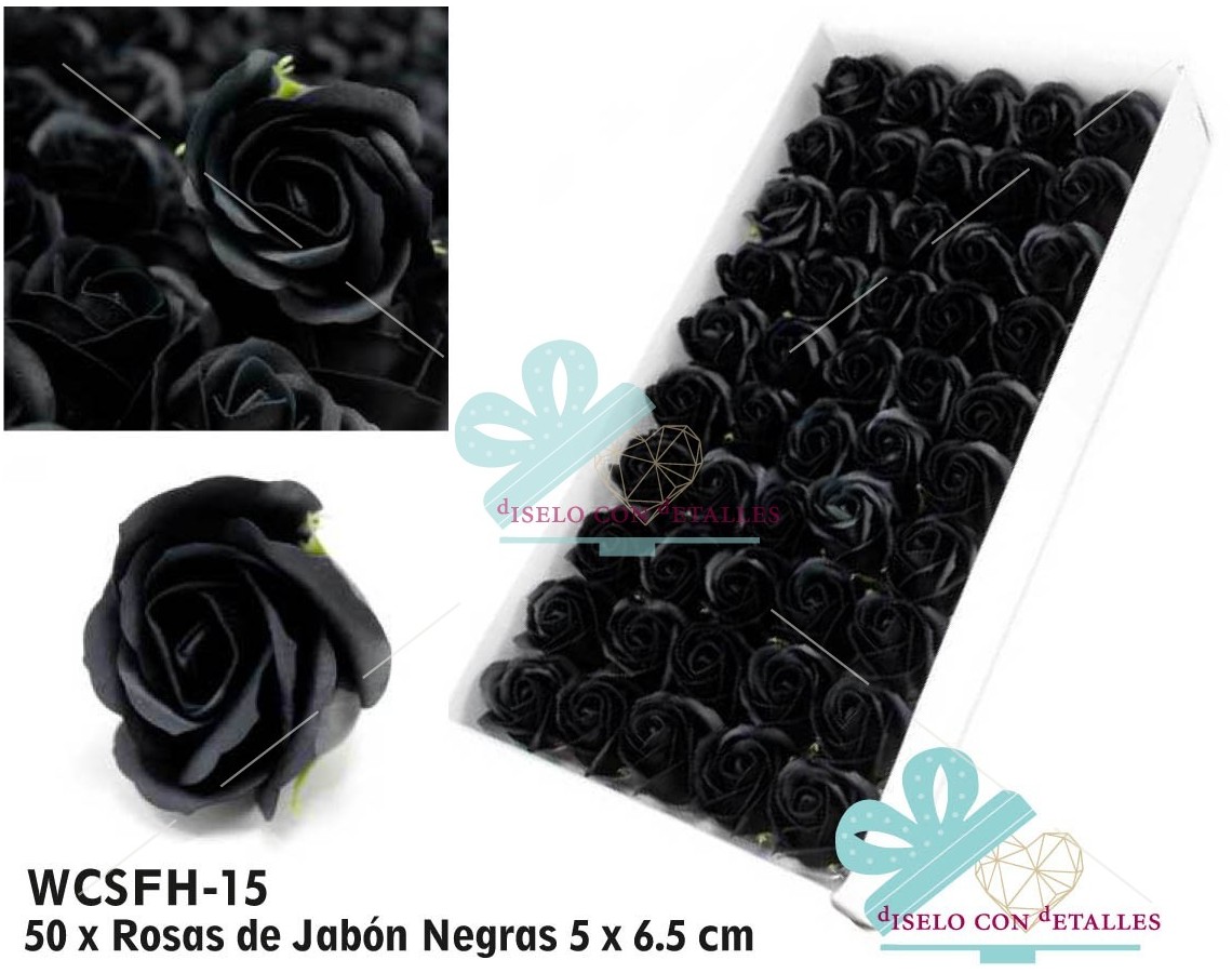 Rosas de Jabón Negras Medianas en Caja 50 uds