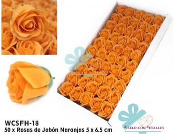 50 rosas com pétalas de sabão perfumado em cor laranja