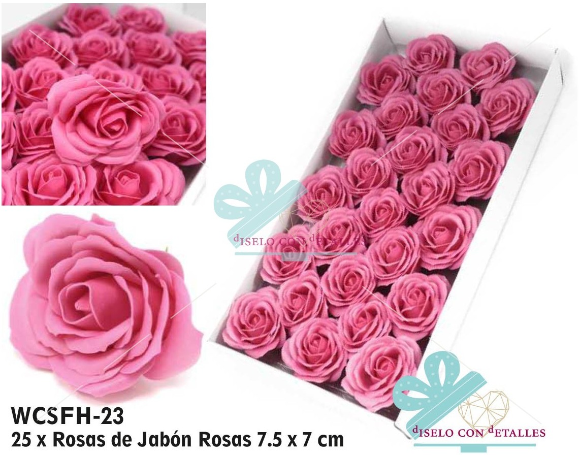 Rosas de Sabão Grandes em cor Rosa em Caixa 25 pcs