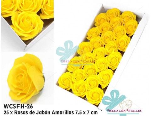 Rosas de jabón perfumado de tamaño grande en color amarillo