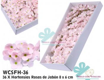 hortensias de jabón perfumado en color rosa