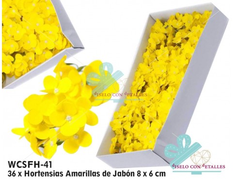 hortensias amarillas de jabón perfumado