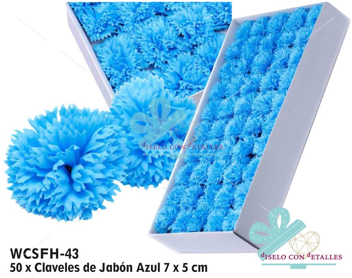 Claveles de Jabón en Color Azul en Caja 50 uds