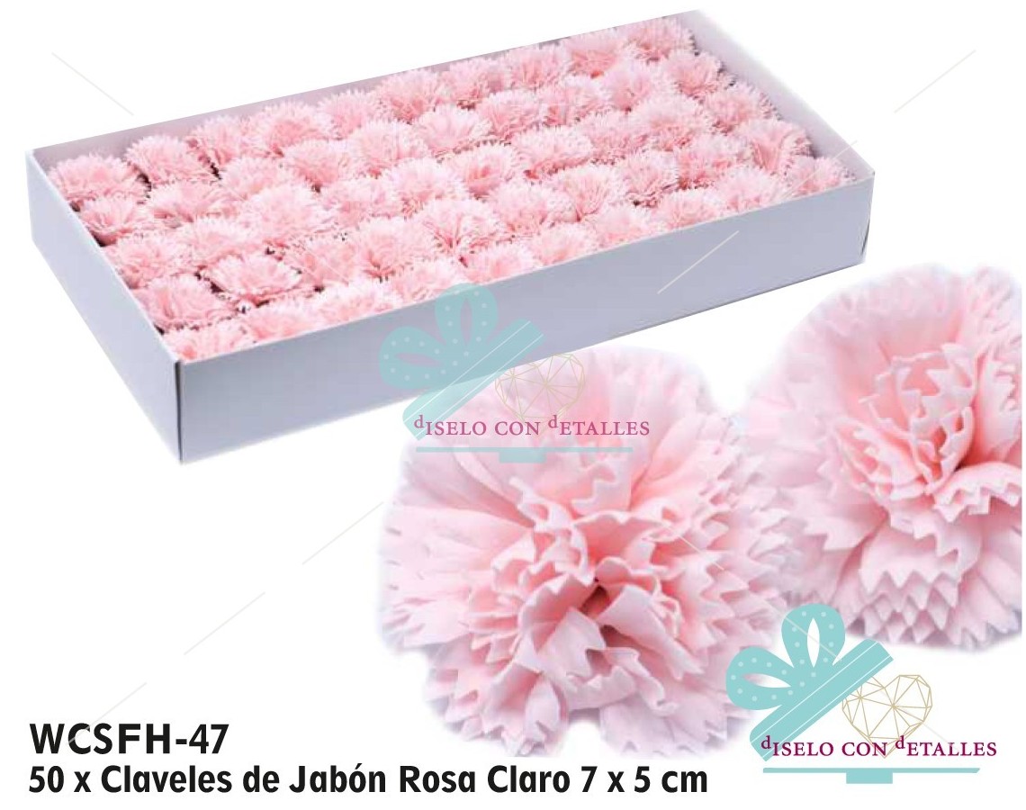 Claveles de Jabón en Color Rosa Claro en Caja 50 uds