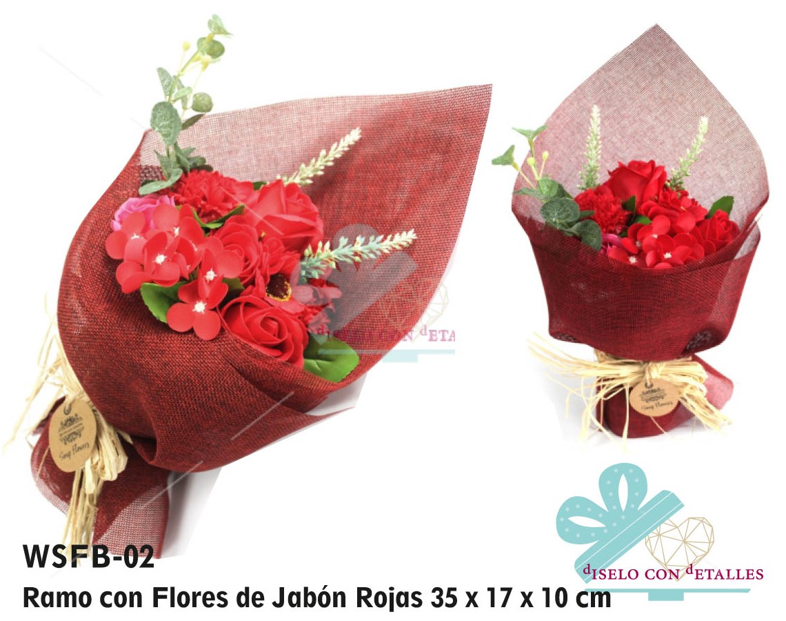 Ramo Flores de Jabón Rojas 35 x 17 x 10 cm