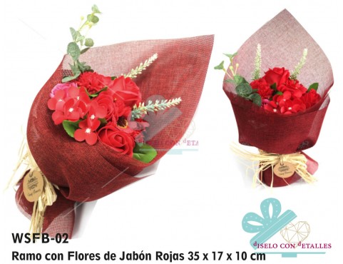 Ramos con flores de jabón en color rojo