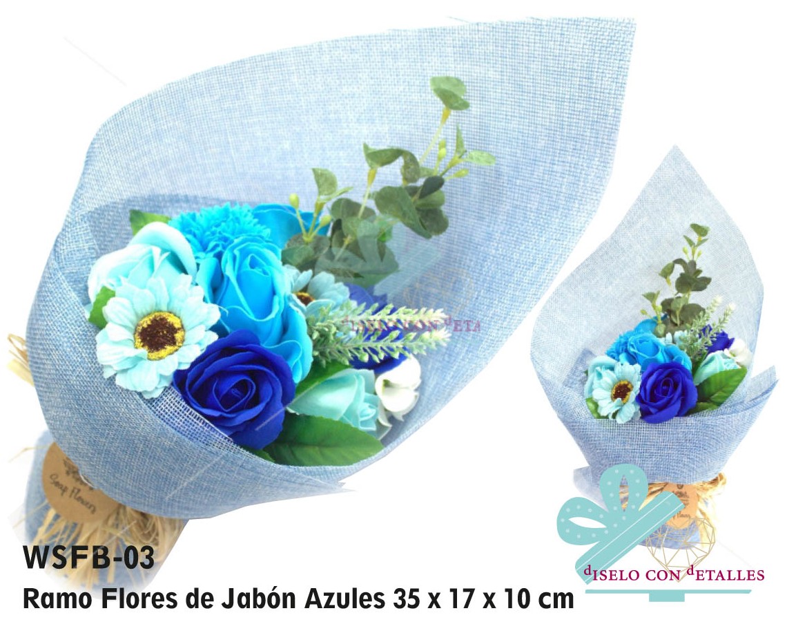 Ramo Flores de Jabón Azules 35 x 17 x 10 cm