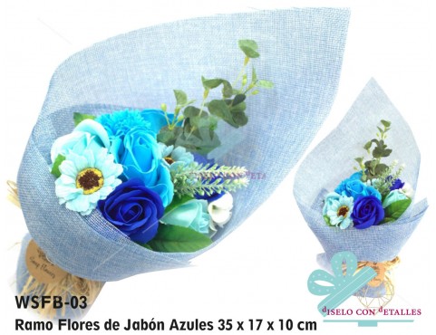 Ramos con flores de jabón en color azul