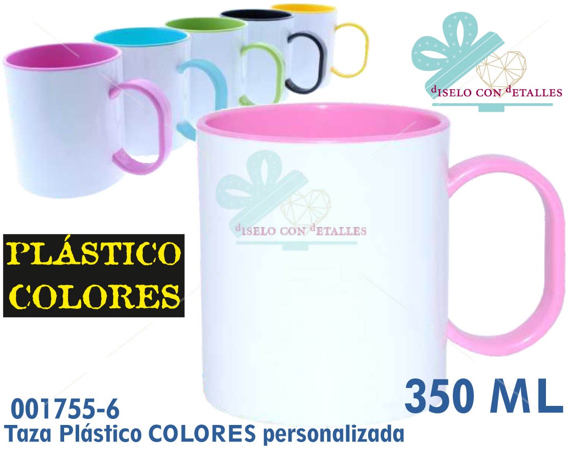Taza de plástico infantil de colores personalizada