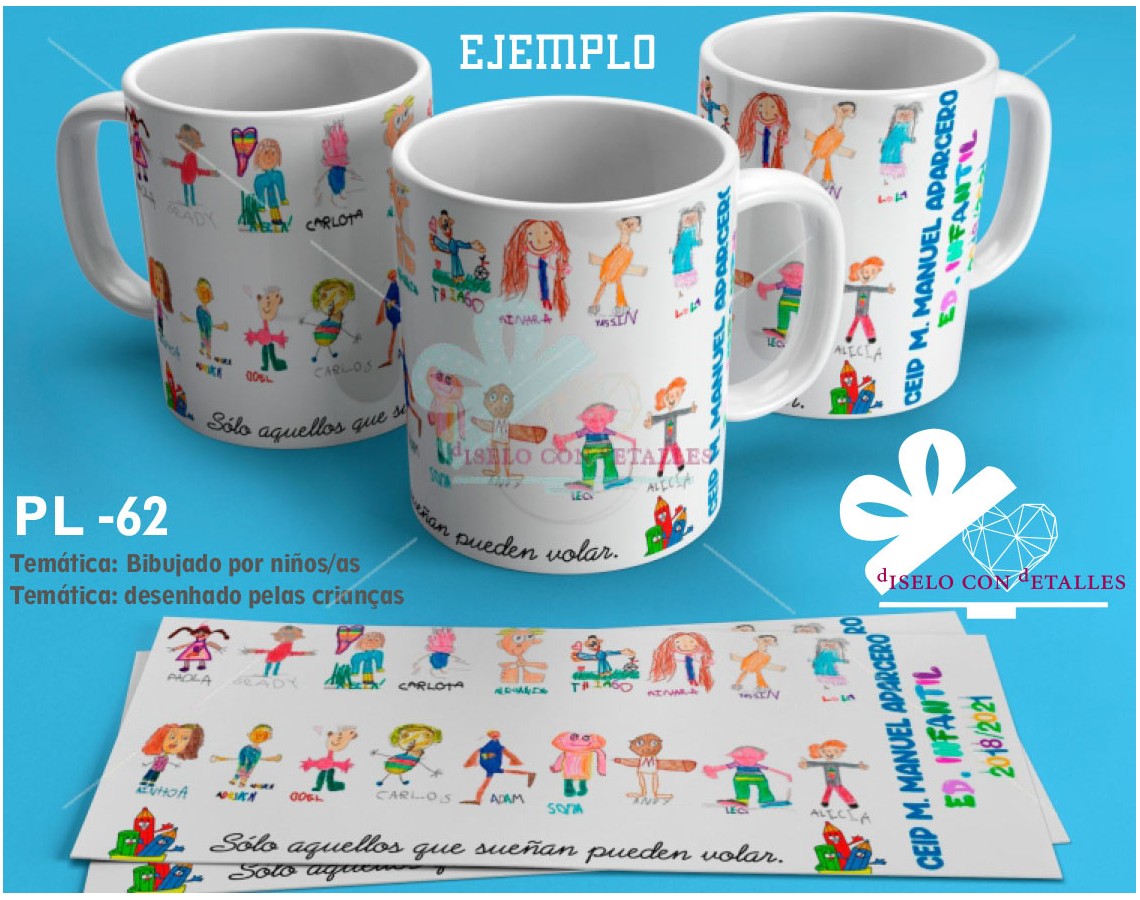 Tazas diseño dibujos de los niños personalizadas Modelo de la taza Blanca (PTZ-606) 350 ML Colores de las tazas Blanca