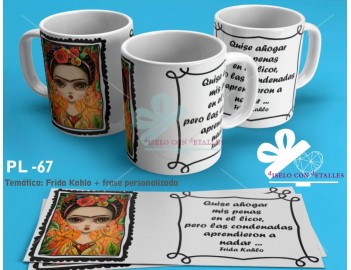 Chávena personalizada Frida Kahlo com frase