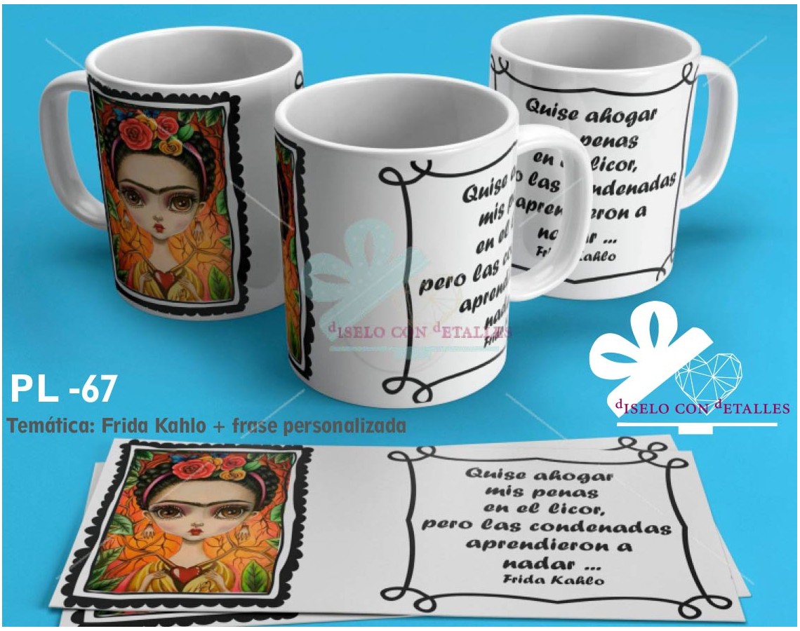 Caneca personalizada Frida Kahlo com frase