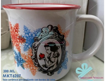 Taza de cerámica con borde de color Personalizada 300 ml