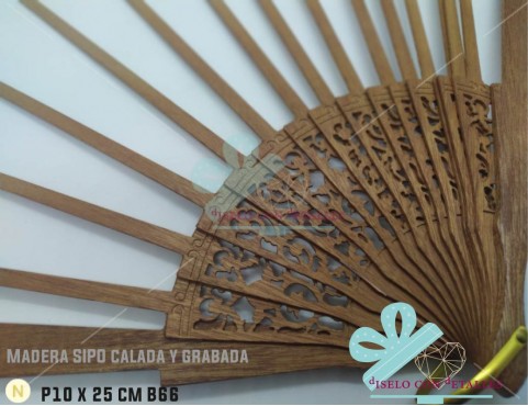 Vareta para leques de 10 x 25 cm trabalhada e gravada
