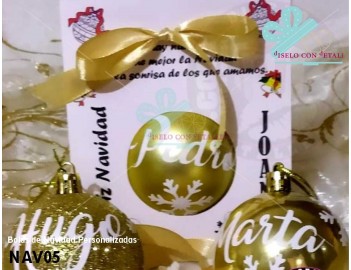 Bolas de Natal Personalizadas Douradas 6 cm