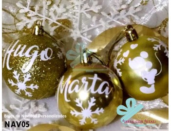 Bolas de Navidad Personalizadas Doradas 6 cm