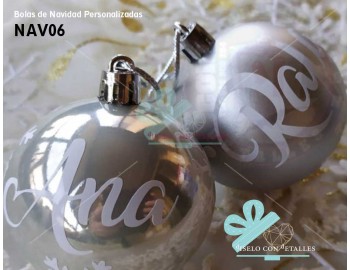 Bolas de Navidad Personalizadas Plateadas 6 cm
