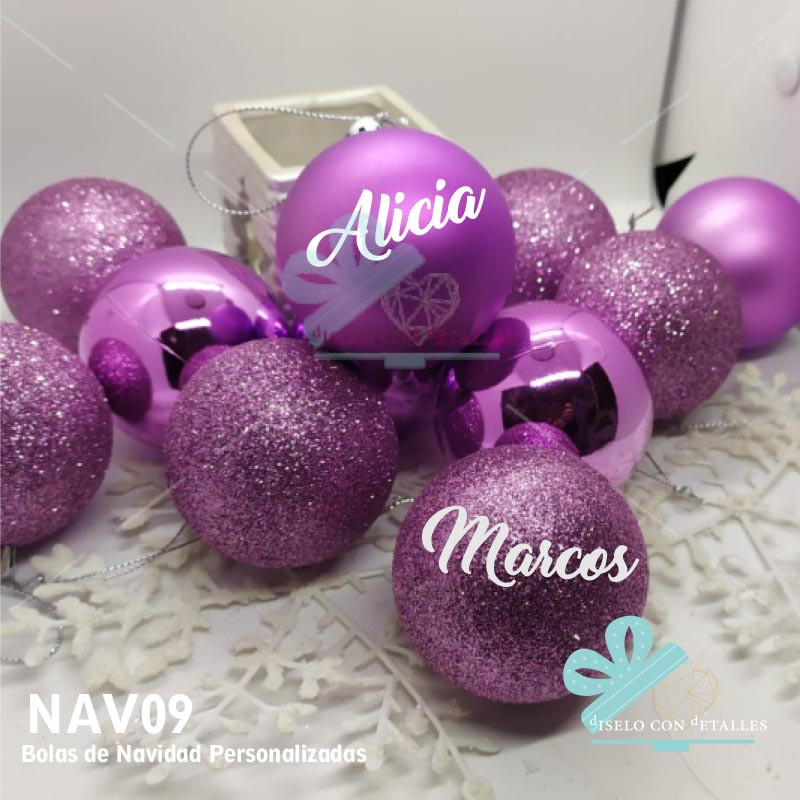 Bolas de Natal Personalizadas Lilás 6 cm