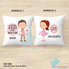 Almofadas personalizadas com rapaz e rapariga