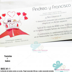 Convite de casamento viatura noivos + envelope