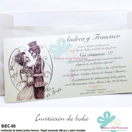 Convite de casamento noivos forever + envelope