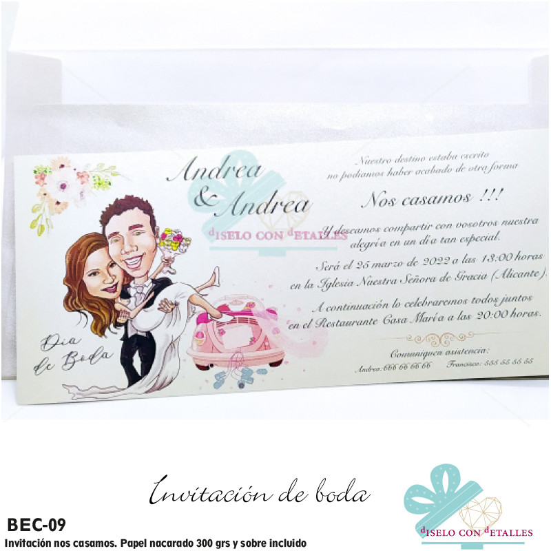 Convite vamos de casamento + envelope