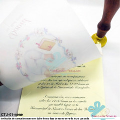 Convite de comunhão criança com cetim + envelope