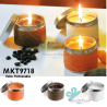 Velas perfumadas en envase metálico decoradas con cordón en variados colores