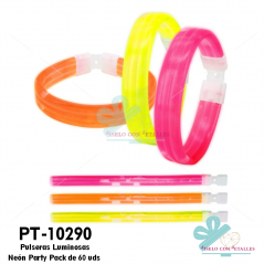Pulseiras luminosas em cores sortidas em embalagens de 60 unidades