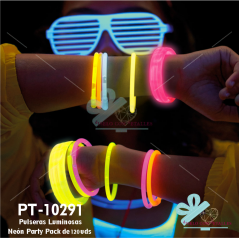 Pulseiras luminosas em cores sortidas em embalagens de 120 unidades