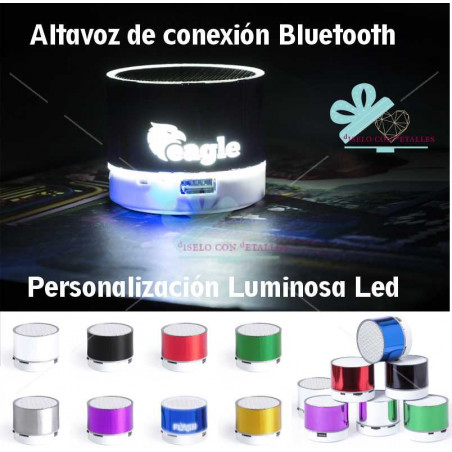 Altifalantes com sistema bluetooth com luz led e especial para gravação a laser.