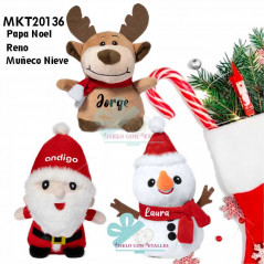 Reno, Muñeco de Nieve y Papá Noel con opción de personalización