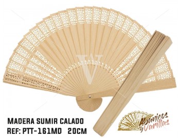 Leque Madeira Sumir trabalhado 20 cm