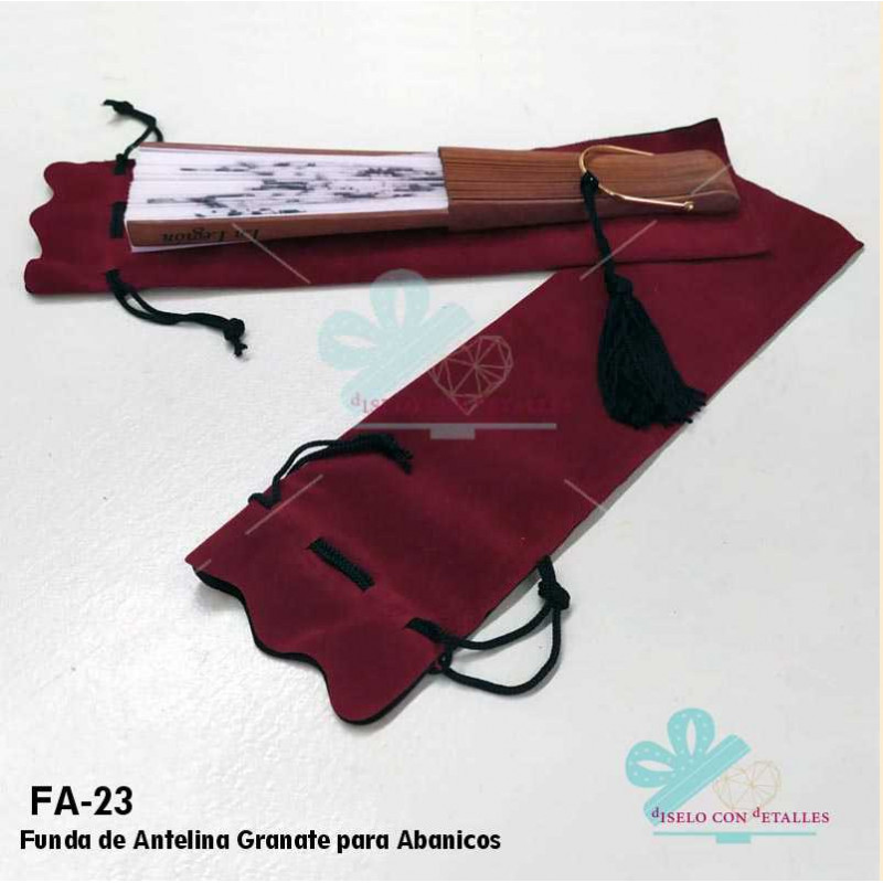 Bolsa Antelina Granate para Abanicos 23 cm Bolsa Antelina Granate para Abanicos 23 cm