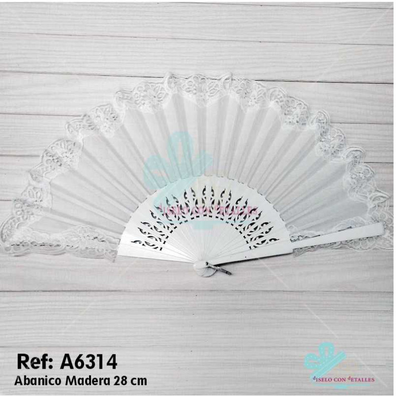 Abanico de Madera para Novia 28 cm