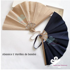 Abanicos con 5 varillas de bambú y tela de poliéster