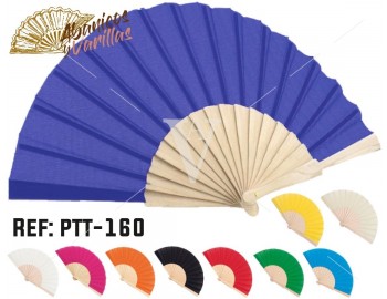 Abanico de Madera y tela de poliester de 23 cm con 16 varillas