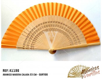 Abanico de Madera 23 cm - Naranja