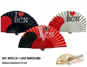 Abanico souvenir barcelona. I LOVE BARCELONA de 23 cm