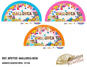 Leque em acrilico para souvenir de Mallorca em 3 cores sortidas