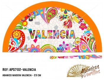 Leque de Madeira Pintado em Acrilico com desenhos para souvenir Valencia New